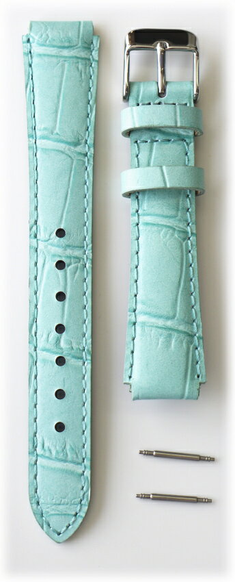 LTP-2069L-7A2V用バンド（ベルト） ・材質：合皮（ワニ型押し） ・色：水色＋グリーン ・ラグ幅：14mm ・バネ棒付き 　　