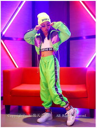 蛍光ジャケット撥水サルエルパンツヒップホップダンス衣装トップスHIPHOPダンス衣装キッズダンス衣装ヒップホップセットアップHIPHOP男の子女の子男女兼用ジャズダンスシャツダンストップスダンスパンツ練習着ガールズジャッズ