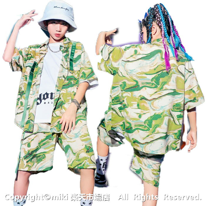 花柄 ヒップホップダンス衣装 トップス HIPHOP キッズ 原宿系ダンス衣装 キッズダンス ヒップホップ ダ..