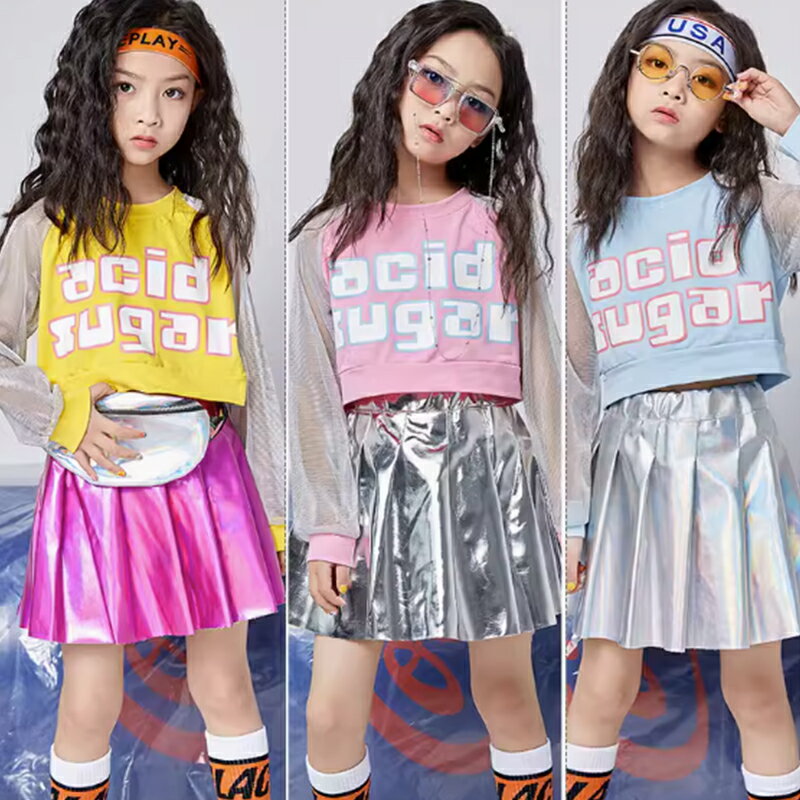 キッズダンス衣装 セットアップ チアダンス衣装 ダンス衣装 ヒップホップ チアリーダー 衣装 ジャズダンス 衣装 HIPHOP スカート 応援団 体操服 ステー...