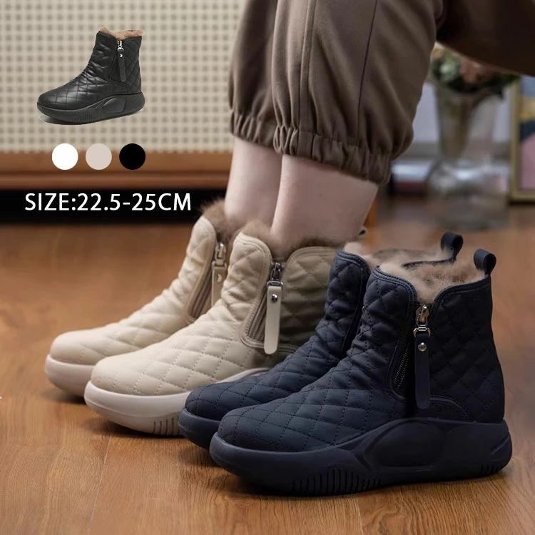 送料無料 ムートンブーツ レディース ショートブーツ スノーブーツ ボアブーツ 冬 裏起毛 シューズ 靴 ローヒール 歩きやすい ファスナー付き 通勤 通学 防...