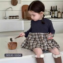 \期間限定ポイント20倍/ベビー服 ロンパース 長袖 ワンピース ドレス ボディースーツ チェック柄 重ね着風 切替えワンピ 春秋 子供服 赤ちゃん 新生児 女の子 ルームウェア 可愛い 柔らかい お出かけ 通園 結婚式 100日祝い 誕生日祝い