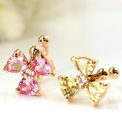【あす楽対応】イヤーカフ 10K K10 10金 ゴールド・ベスティアン【片耳用】イヤカフ 華奢 シンプル ジュエリー ブランド カラフル 宝石 天然石 シンセティックピンクルビー ホワイトトパーズ レモンのサムネイル