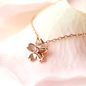 【あす楽対応】桜 ネックレス レディース ブルームーンストーン ピンクゴールド・ルチュナ K18 18K K10 10K 10金 6月誕生石 お花 さくら カラーストーン モチーフ かわいい 人気 アクセサリー 華奢 シンプル