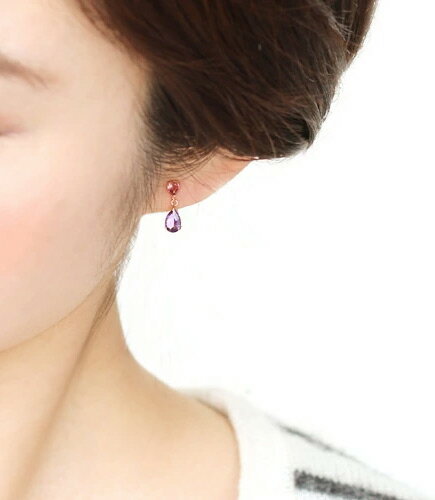 【7/26までクーポンで最大15％OFF】【あす楽対応】セカンドピアス レディース 18K 軸太0.8mm 長さ12mm ゴールド・クラティース 18金 K18 カラーストーン しずく ドロップ 可愛い グラデーション スタッド 華奢 シンプル ポ