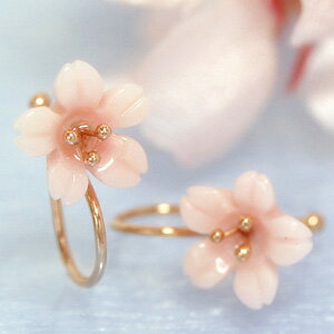 【あす楽対応】大人気の桜のイヤリング 10K コンクシェル ピンクゴールドイアリング・ソメイヨシノ レディース K10 10金 クリップ 痛くない ピアスみたい さくら モチーフ お花 フラワーデザイン 大人かわいい 可愛い お花見 春 誕生日プレゼント 女性 ジュエリー ブランド