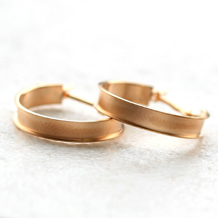楽天Cafe Fragrant Olive18K フープピアス 16mm レディース・マテア 18金 K18 イエローゴールド リングピアス マット加工 華奢 シンプル 大人 地金ピアス レディース しっかり デザイン おしゃれ 誕生日プレゼント 女性 輪っか 日本製