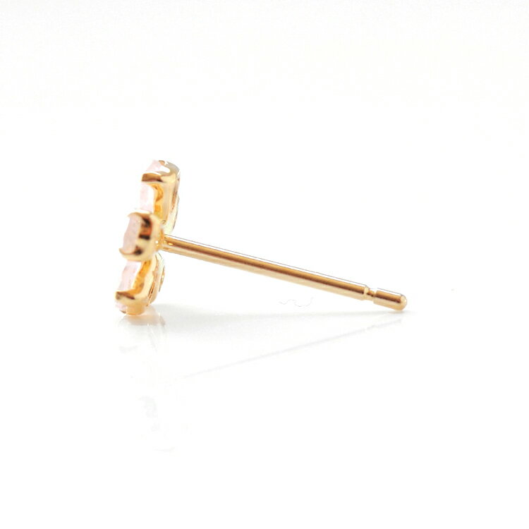 【あす楽対応】セカンドピアス 桜 レディース ローズクォーツ 18K 軸太0.8mm 長さ12mm ゴールド・エクラントチェリー 18金 K18 スタッドピアス 金属アレルギー対応 金属アレルギーフリー 天然 クリスマスプレゼント 自分へのご褒美