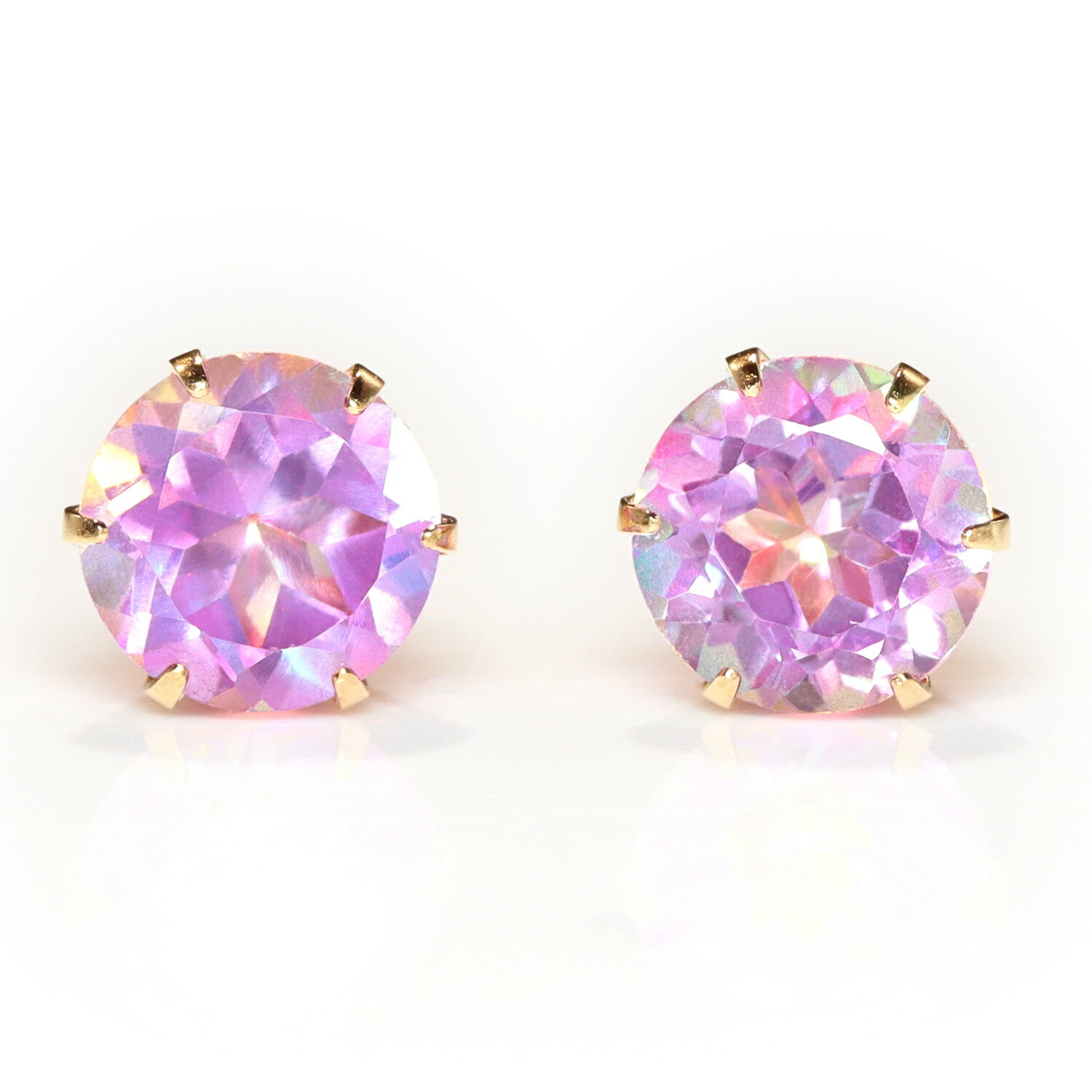 【3日以内出荷】セカンドピアス 18K 軸太0.8mm 長さ12mm ゴールド・アルディート 18金 K18 ジニアスミストトパーズ カラートパーズ ミスティックトパーズ 大粒 スタッド シンプル 福耳 ポストが長い おしゃれ ピンク 色石 カフェオリのサムネイル