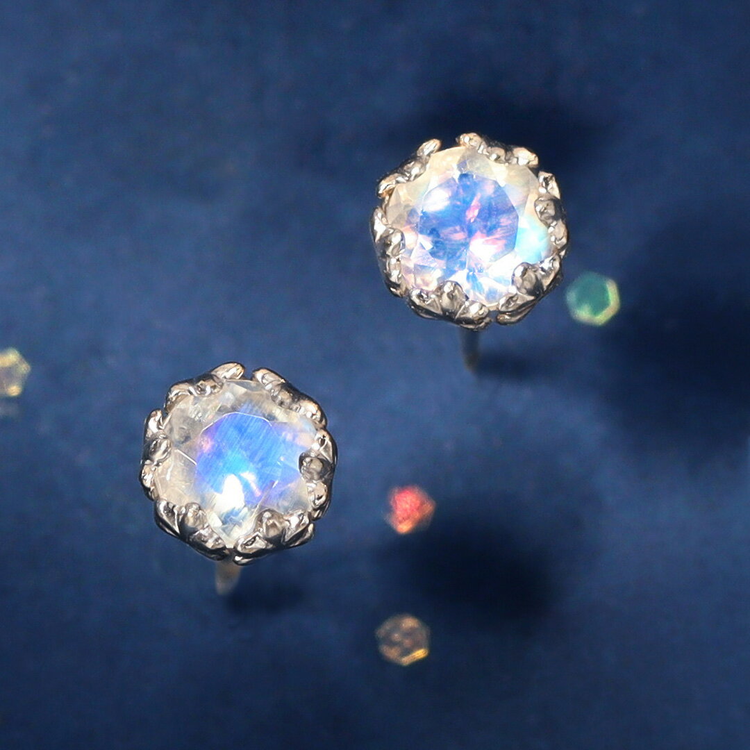 【3日以内出荷】ピアス 14K ブルームーンストーン 6月誕生石 K14 ホワイトゴールドピアス レディース・ルミエージュ 一粒 天然石 宝石 スタッドピアス 14金 シンプル 誕生日 ホワイトデー プレゼント ジュエリー アクセサリー カフェオリのサムネイル