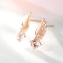 【3日以内出荷】 ローズクオーツ ピンクゴールド K10スタッドピアス・天使の羽ピアス 10K 10金 日本製