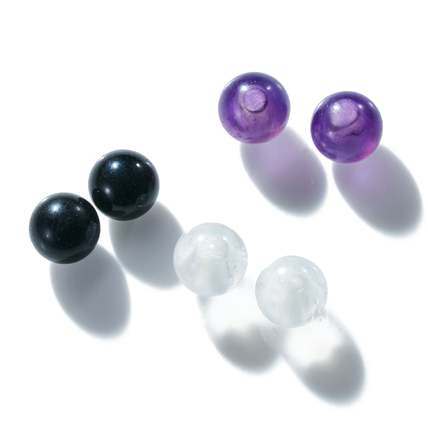 【3日以内出荷】6mm天然石 ピアスキャッチ・ハロウィンキャッチ (1ペア=2個入り) アメジスト クォーツ オニキス 水晶