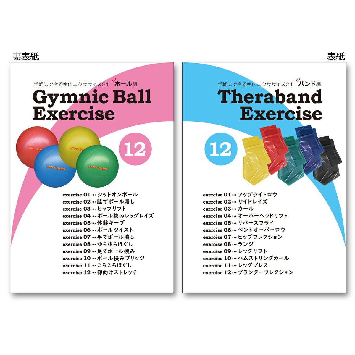 エクササイズ紹介 小冊子 手軽にできる室内エクササイズ24(バンド編&ボール編)【5冊セット】 セラバンド ソフトギムニク イラスト A6冊子 送料無料 キャン...
