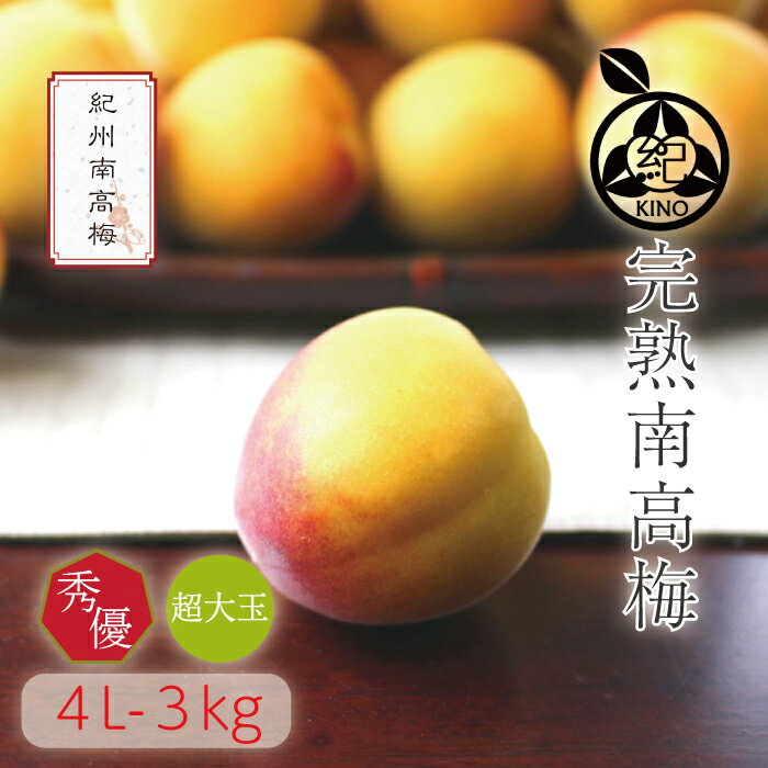 完熟 南高梅 梅干し用 送料無料 【本場紀州産】【秀優混合 4L サイズ 3kg】多少キズ等があるものをお得な価格で!和歌山産 みなべ 田辺 予約梅ジャム用 梅酒用 梅干し 梅干生梅 梅 大玉 大粒 訳あり 紀の