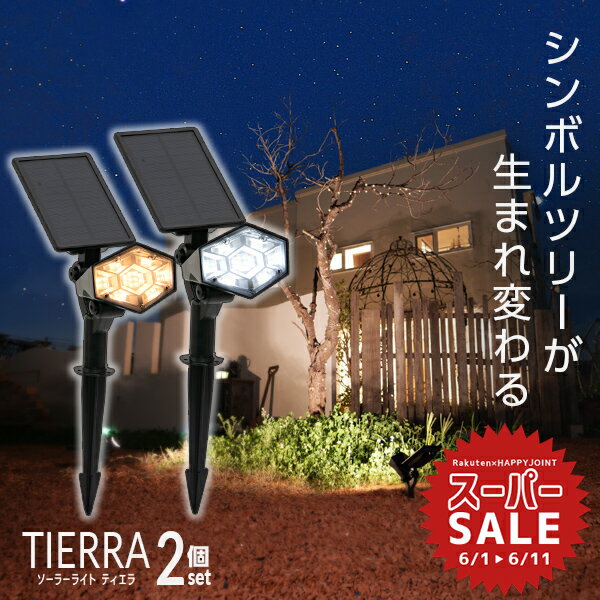 ソーラーライト TIERRA（ティエラ）2個セット〔 ソーラーライト 屋外 明るい 防水 ガーデンライト LEDライト ソーラー 庭 ベランダ センサーライト led 電球色 ガーデニング 〕