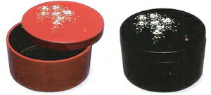 送料無料 紀州漆器 菓子器 ボンボ二エール さくら桜 朱黒 2個セット 径10.1 高さ5.9cm 日本製漆器 和菓子 洋菓子 お菓子の器