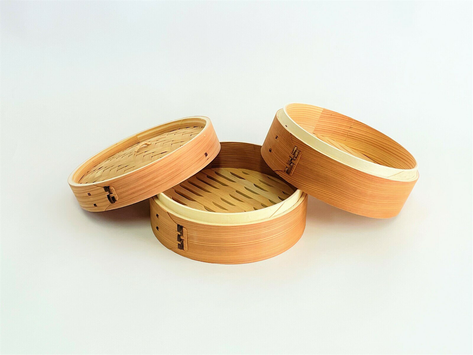 せいろ2段21cmY中華せいろ木製セイロ蒸し器蒸篭蒸籠天然木2段セット(身2・蓋1)ヘルシー点心飲茶小籠包しゅうまいおこわ蒸し料理温野菜プリン茶わん蒸しサイズ約直径21x高さ15cm柳杉竹