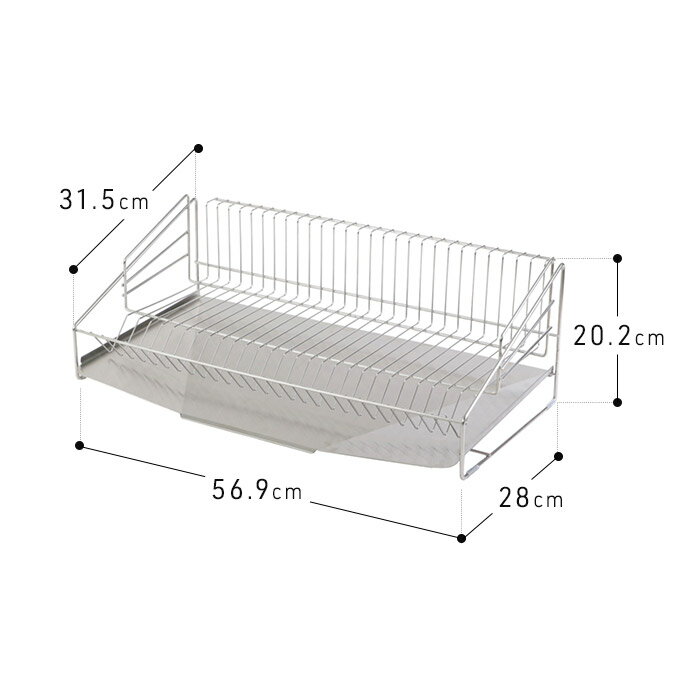 水切り ラック ワイド 燕三条 ステンレス 縦置き 【レビュー特典 ポイント10倍】 日本製 シンク上 水切りトレー 流れる 下村企販 シンプル おしゃれ 水が流れる オールステンレス 燕三条 傾斜トレー 食器 収納 キッチン シンク [ クラスアップ 収納上手な水切りラック ] 2