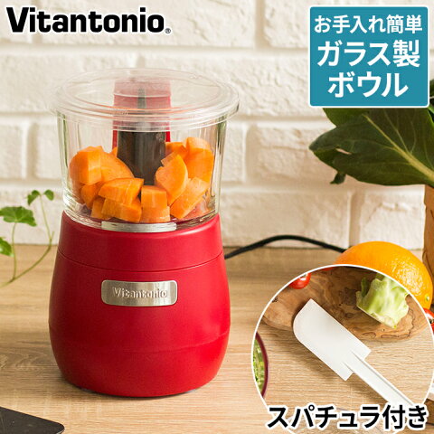 Vitantonio ガラスチョッパー VCR-20 ビタントニオ スパチュラ付き レッド ガラス製 みじん切り チョッパー 離乳食 介護食 丸洗い可能