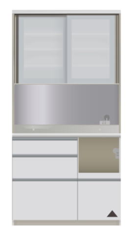 食器棚 ダイニングボード キッチンボード VIR-1000R 幅100cm 奥行50cm 高さ198cm 右オープン 引き戸 パールホワイト ダイニング 食堂 飛散防止 耐震ロック ダイヤモンドハイグロス 引出し 収納 扉 国産 日本製 開梱・設置サービス【smtb-KD】