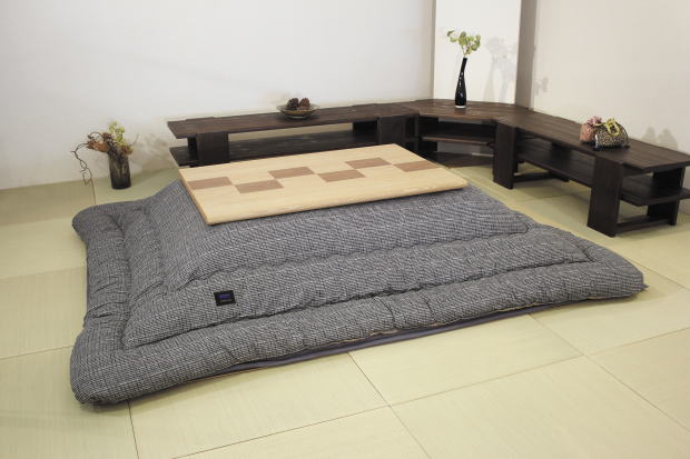 こたつ布団 コタツ布団 KF-391 長方形 105〜120cmこたつ用 掛・敷 セット 筑後織 ファブリック 布 綿 グレー 厚手 国産 日本製【smtb-KD】 [2]