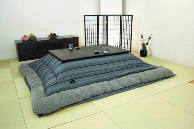 こたつ布団 コタツ布団 KF-392 長方形 105〜120cmこたつ用 掛・敷 セット 筑後織 ファブリック 布 綿 グレー 厚手 国産 日本製【smtb-KD】 [2]