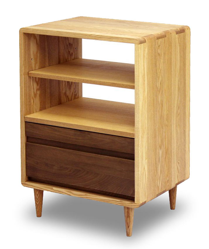 キャビネット 収納 SU 幅52cm ローキャビネット ロータイプ 角丸 リビング 引出し 棚付き 脚付き 天然木 ウォールナット タモ オイル仕上げ【smtb-KD】