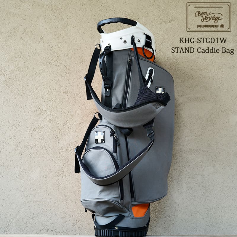【おまけプレゼント!】木の庄帆布 公式 KHG-STG01W スタンドキャディバッグ セメントグレー×オレンジ STAND Caddie Bag LIMITED...
