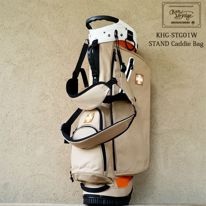 【おまけプレゼント!】木の庄帆布 公式 KHG-STG01W スタンドキャディバッグ ベージュ×オレンジ STAND Caddie Bag LIMITED ED...