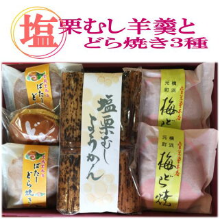 塩栗蒸しようかん1個梅どら焼き2個バターどら焼き2個どら焼き1個セット