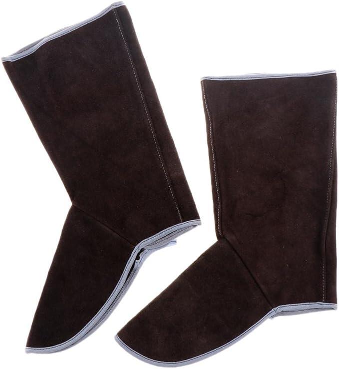 溶接機用作業ツール厚手2層保護足カバー, 褐色青色