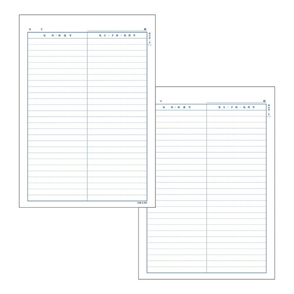 楽天金鵄製作所金鵄製作所【カルテ2号用紙 B5サイズ（70kg）国民健康保険用 会計なし 青文字 k-003 （500枚入/箱）】 国保用カルテ 診療録 キンシ