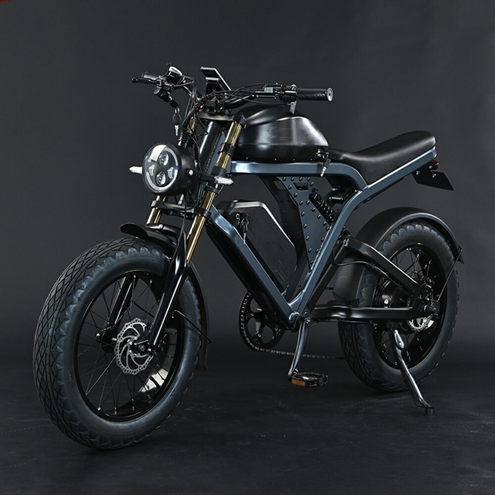 E'KEI F9pro バッテリー2個付き 総容量41Ah リア流れウィンカー付き方向指示灯あり マウンテンバイク モペッド フル電動バイク 7段変速 電動 原付 原動機付自転車 原付二種 電動バイク 電動ファットバイク 48V 41AH(23Ah,18Ahバッテリー）20インチ 1000W フル電動