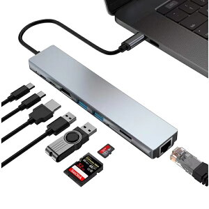 USBCϥ 8-IN-1 HDMIͥåȥץ  HDMI4K 30HzбǤ RJ45 1Gbpsͥåȥݡ USB3.0ݡ PD87W Windows 10/8.1/8/7/Vista/Mac OS linux IOSб MacBook Pro Air 2020/2019/2018Chromebook XPS Surface Proʤɤȸߴ