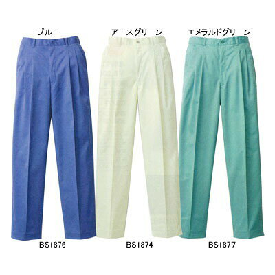 商品説明●オールシーズン●素材：ポリエステル65％・綿35％●帯電防止●サイズ：S（適応ウエスト/70〜76、股下/79、股上/25.5、わたり/33）、M（適応ウエスト/77〜82、股下/79、股上/26.5、わたり/35）、L（適応ウエスト/83〜88、股下/79、股上/27.5、わたり/37）、LL（適応ウエスト/89〜96、股下/79、股上/28.5、わたり/39.5）、XL（適応ウエスト/97〜106、股下/79、股上/29.5、わたり/42）、4L（適応ウエスト/107〜116、股下/79、股上/30.5、わたり/44.5）、5L（適応ウエスト/117〜126、股下/79、股上/31.5、わたり/47）●カラー：アースグリーン●機能：1.ドットボタン：ワンタッチで開閉できる便利なボタンです。2.脇ゴムシャーリング：腰に程良くフィット。インナーのずり上がりを防止し、腰回りをすっきり見せてくれます。3.ツータック：屈んだ作業の時などに、お腹回りのつっぱり感を軽減するタックを2本入れました。商品仕様●ハードな作業にも優れた耐久性を実現。●お腹回りを締め付けないツータックパンツ。10051874　