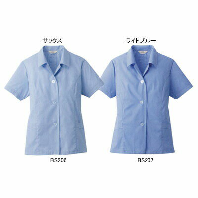 商品説明●春夏用●素材：ポリエステル65％・綿35％●サイズ：S（着丈/60、肩幅/38、胸囲/102、アームホール/46）、M（着丈/62、肩幅/40、胸囲/106、アームホール/47）、L（着丈/64、肩幅/42、胸囲/109、アームホール/47.5）、LL（着丈/65、肩幅/44、胸囲/113、アームホール/49）、XL（着丈/66、肩幅/46、胸囲/116、アームホール/50）、4L（着丈/66、肩幅/48、胸囲/125、アームホール/53.5）●カラー：サックス●機能：1.背中センタープリーツ：動きやすく、シルエットがキレイに見えるプリーツを背中に入れました。2.ゆったりアームホール：作業中に腕がつっぱらないゆったり設計です。3.プリンセスカット：すらりとスリムに見えるプリンセスカットを施しました。商品仕様●シンプルビューティなデザインに、快適な着心地と機能がたくさん。●通気性が良くさらっとドライな着心地のスモック。1005206　