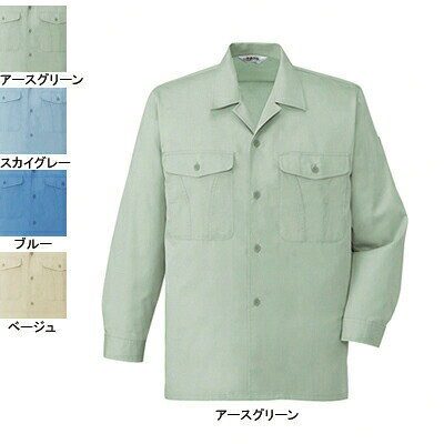 作業服 44324S〜LLXL他のサイズを選ぶ●●商品説明●オールシーズン●素材：ユニエコロソフトバーバリー●混率：ポリエステル65％・綿35％(リサイクル素材55％使用)●サイズ：S(胸囲/102、肩幅/42、袖丈/53、着丈/70)、M(胸囲/107、肩幅/44、袖丈/55、着丈/72)、L(胸囲/112、肩幅/46、袖丈/58、着丈/75)、LL(胸囲/117、肩幅/48、袖丈/60、着丈/78)、XL(胸囲/122、肩幅/50、袖丈/60、着丈/78)、4L(胸囲/130、肩幅/52、袖丈/60、着丈/80)●カラー：アースグリーン、ベージュ、ブルー、スカイグレー●※44304・44324にはネイビーがございません。40326はネイビー・スカイグレーがございません。●関連商品※40320エコ製品制電ブルゾン※44304エコ製品制電長袖シャツ※40321エコ製品制電ツータックパンツ※40322エコ製品制電ツータックカーゴパンツ※40326エコ製品制電レディースツータックパンツ商品仕様●ウイングアームで腕の『ツッパリ』を解消。製品制電リサイクルウエア。優れた耐久性と制電性を併せもち、さまざまなハードワークに対応するリーズナブルプライスが魅力なエコアイテムです。104044324コーディネイト商品エコ製品制電ブルゾン40320エコ製品制電長袖シャツ44304エコ製品制電ツータックパンツ40321エコ製品制電ツータックカーゴパンツ40322エコ製品制電レディースツータックパンツ40326