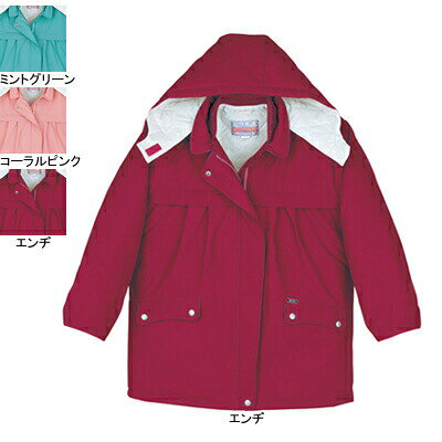 防寒着 560S〜LLXL他のサイズを選ぶ●●商品説明●秋冬用●素材：ミルパタフタ●混率：表地/ポリエステル100％、裏地/ポリエステルタフタ・中綿120gキルト●サイズ：S（胸囲/108、裄丈/75、着丈/70）、M（胸囲/112、裄丈/77、着丈/72）、L（胸囲/116、裄丈/79、着丈/74）、LL（胸囲/120、裄丈/81、着丈/76）、XL（胸囲/124、裄丈/83、着丈/78）、4L（胸囲/128、裄丈/83、着丈/80）●カラー：エンヂ、ミントグリーン、コーラルピンク●関連商品※561防寒レディースパンツ商品仕様●フェミニンな冬アイテムで女性らしさを演出。軽くて美しいシルエットを生み出す素材「ミルパタフタ」の上品な光沢感とドレープ感を最大限に引き出したレディース用のウインターウエア。フェミニンなカラー・ラインナップも人気の的。1040560コーディネイト商品防寒レディースパンツ561