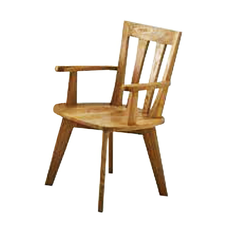 Rakuten - ※欠品中※ 肘付回転チェア W56×D58×H84×SH42cm 総天然木 無垢 タモ材 ハギ材 おぼろ