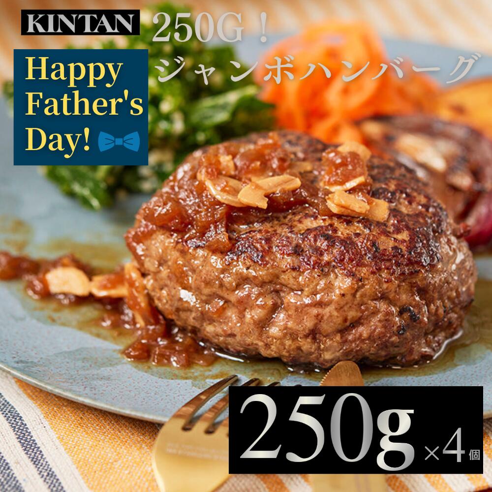 Rakuten - 【早割】父の日＼自社商品がTVノンストップで紹介／KINTAN【冷凍】 250g！ジャンボハンバーグ4個入　 冷凍おかず ハンバーグ ギフト 無添加 ソース付き 冷凍食品 セット 肉ギフト ミールキット kintan キンタン カジュアルギフト きんたん kintan 中元 父の日