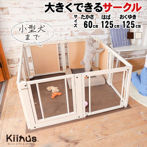 kiinus(キーヌス) [ ペットサークル F 60XL アクリル ] 小型犬用 サークル 多頭飼い ケージ XLサイズ(125cmx125cm) 室内用 木製 ペット家具 日本製のサムネイル