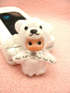 バースデーベア キューピーストラップ（4月/ダイヤモンド）