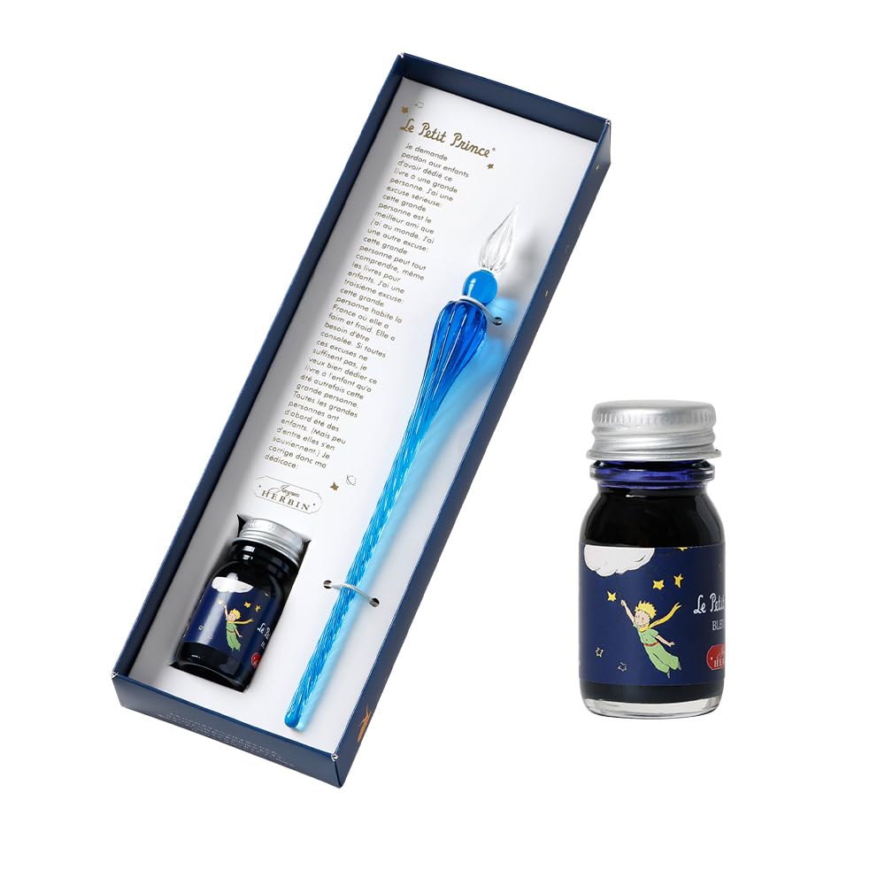 ガラスペン つむぎ ブルー & ミニインク ナイトブルー (10ml) セット ハンドクラフト