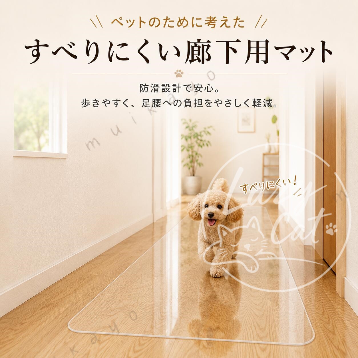 保護マット 透明マット フロアマット ペットマット 犬 猫 床保護マット 防水 滑り止め クッションフロア ラグマット シート カーペット 床キズ防止 汚れ防止 PVCマット 廊下敷きマット クリアマット カット可能 お手入れ簡単 抗菌 光沢/マット kinuvibe-10079157 KinuVibe サンプル画像3