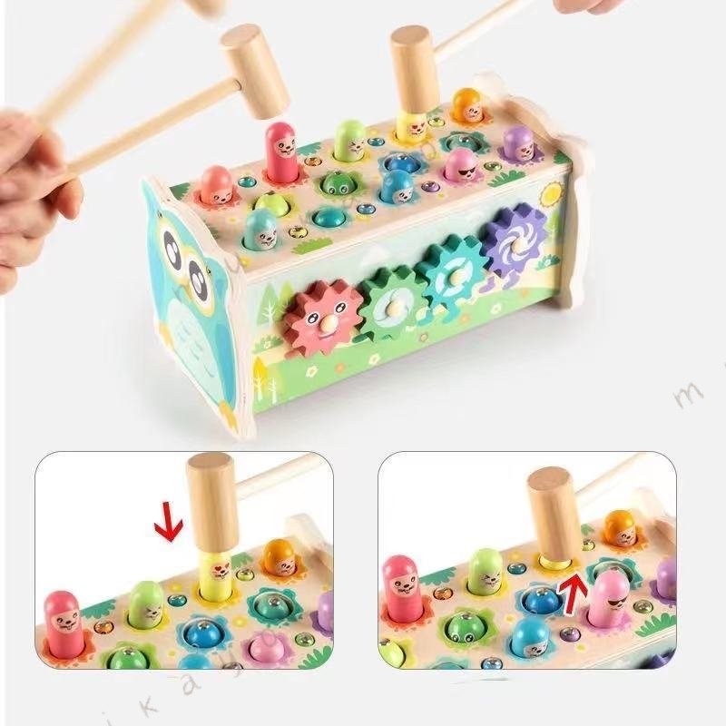KinuVibeのハンマートイ 4歳 知育玩具 積み木 木のおもちゃ 大工さん 3歳 おもちゃ マルチな知育玩具 2歳 釣り 車 男の子 女の子 1歳 誕生日プレゼント｜アングル2