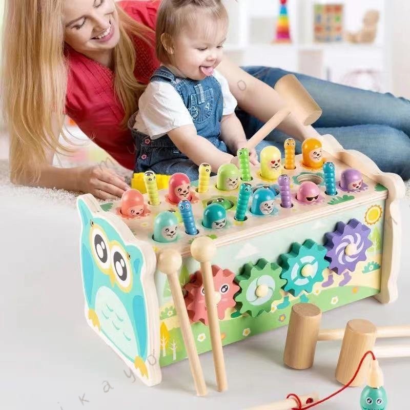 KinuVibeのハンマートイ 4歳 知育玩具 積み木 木のおもちゃ 大工さん 3歳 おもちゃ マルチな知育玩具 2歳 釣り 車 男の子 女の子 1歳 誕生日プレゼント｜アングル3