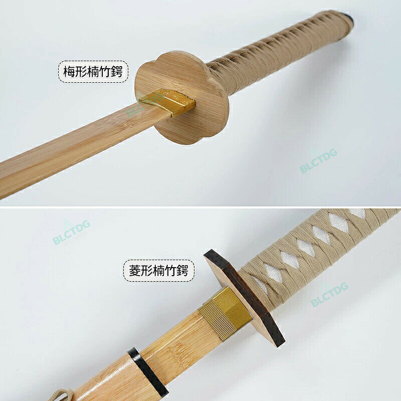 KinuVibeの模造刀 居合道練習用木刀 コスプレのグッズとしても人気です。居合道練習用木刀 楠竹製 梧桐木鞘 全長 103cm 400g 梅形楠竹鍔 + 居合道練習木刀 初心者向け・軽量長時間練習 居合道練習・武士道素振り・道場使用｜アングル3