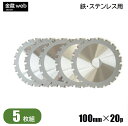 【アウトレット】 鉄工用チップソー 外径100mm 刃数20P （5枚組） 鉄用 ステンレス用 金属用 アングル用 鉄鋼用 防じん丸ノコ用 電気丸ノコ用 充電式丸ノコ用 丸鋸 替刃 替え刃