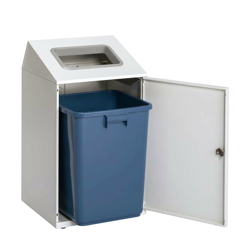 テラモト ニートSTF プラスチック用 オフホワイト 67L 角穴 スチール製 ゴミ箱 屑入れ 屋内用 分別回収 [2]