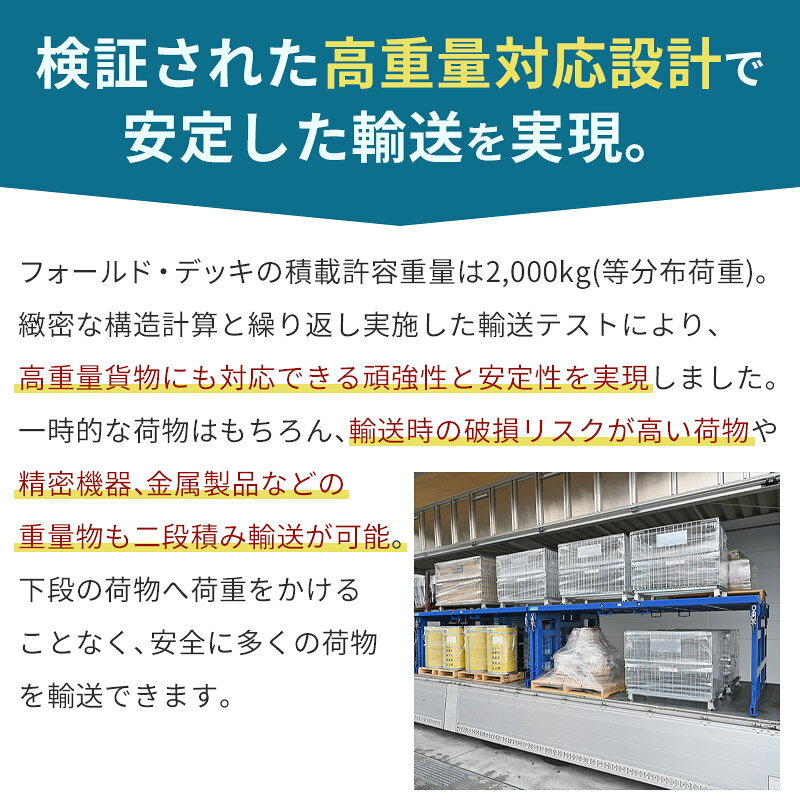 ナンカイ滋賀 フォールドデッキ 2300-LL 積載量最大2倍 折り畳み式 2段積み 輸送コ...